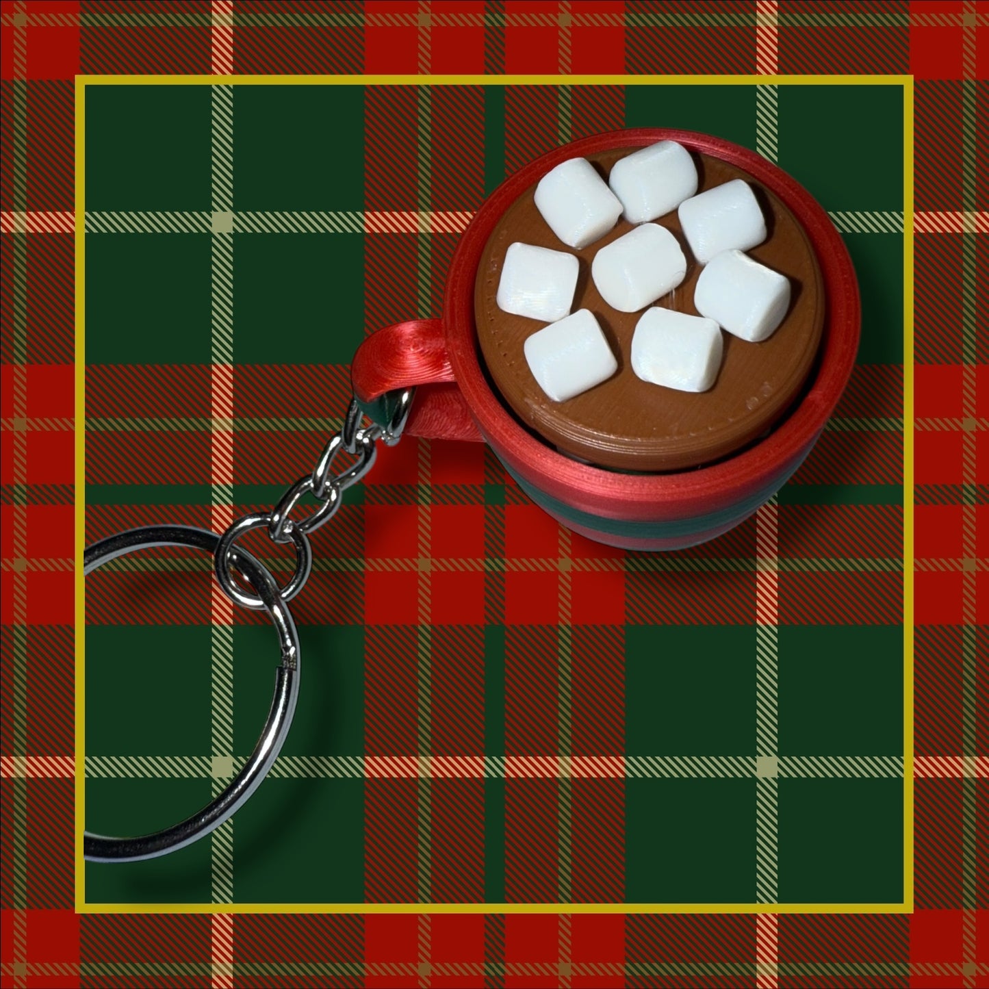 Hot Cocoa Marshmallow Keychain- Fidget Clicker- 3D Printed