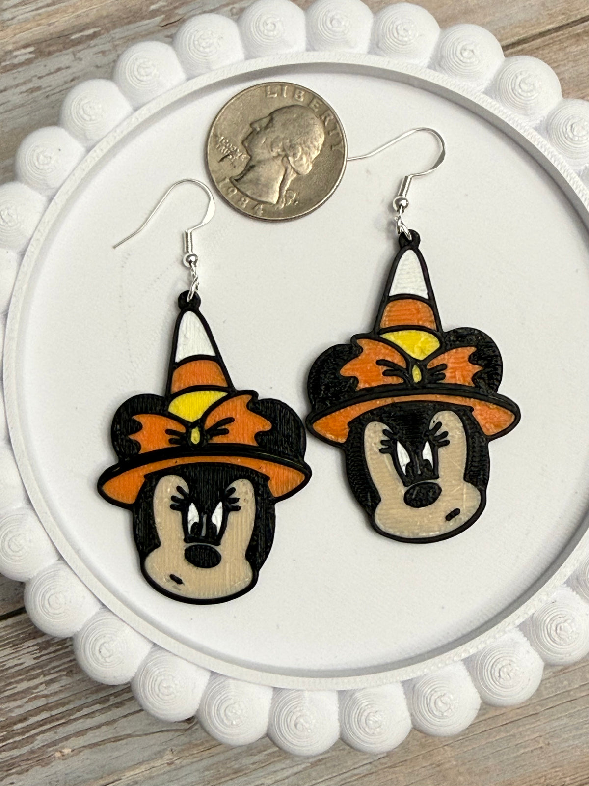 Candy Corn Witch Min- 3D Printed Earrings - Halloween