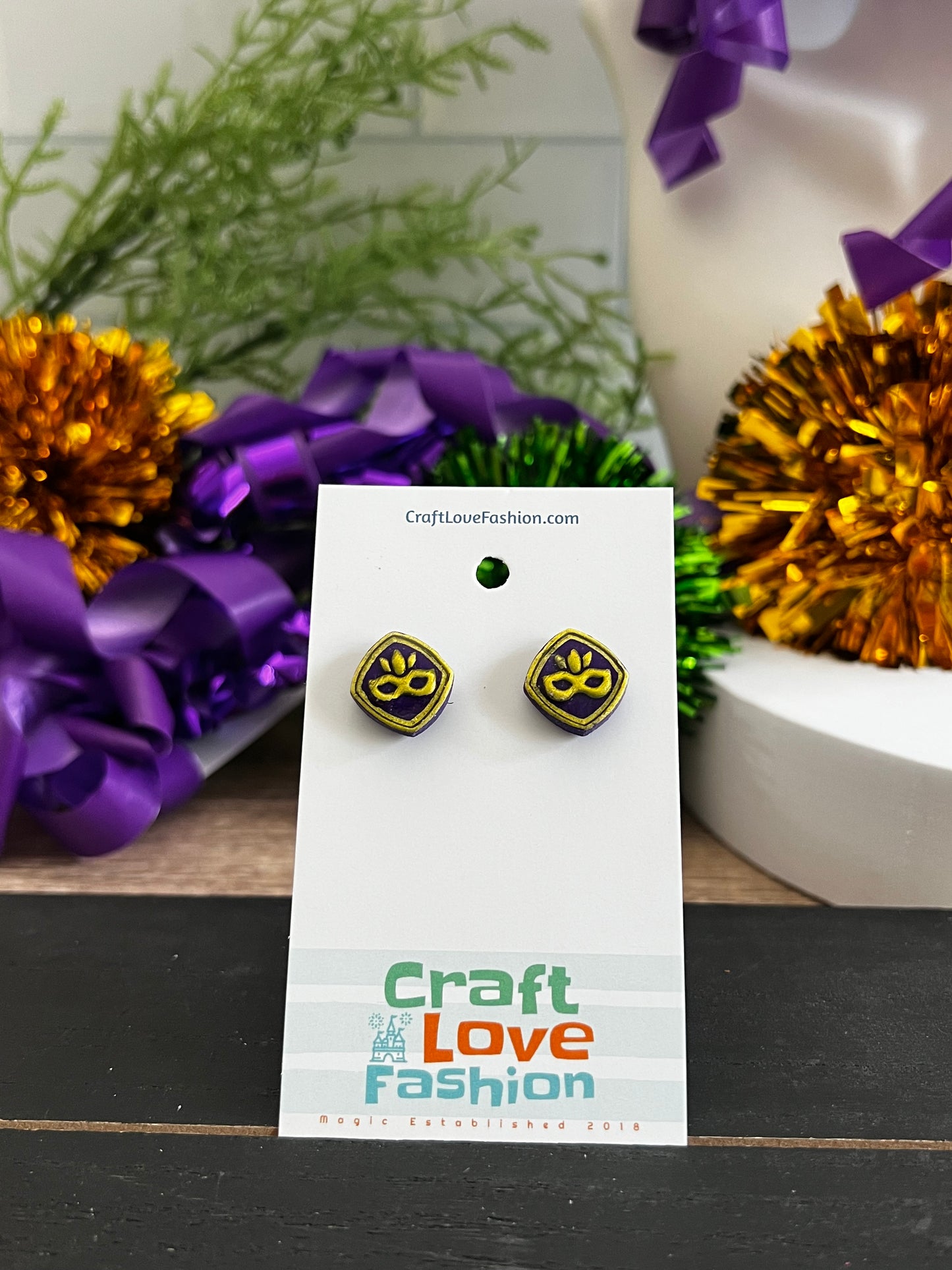 Masks- Purple- Mardi Gras- Stud Earring