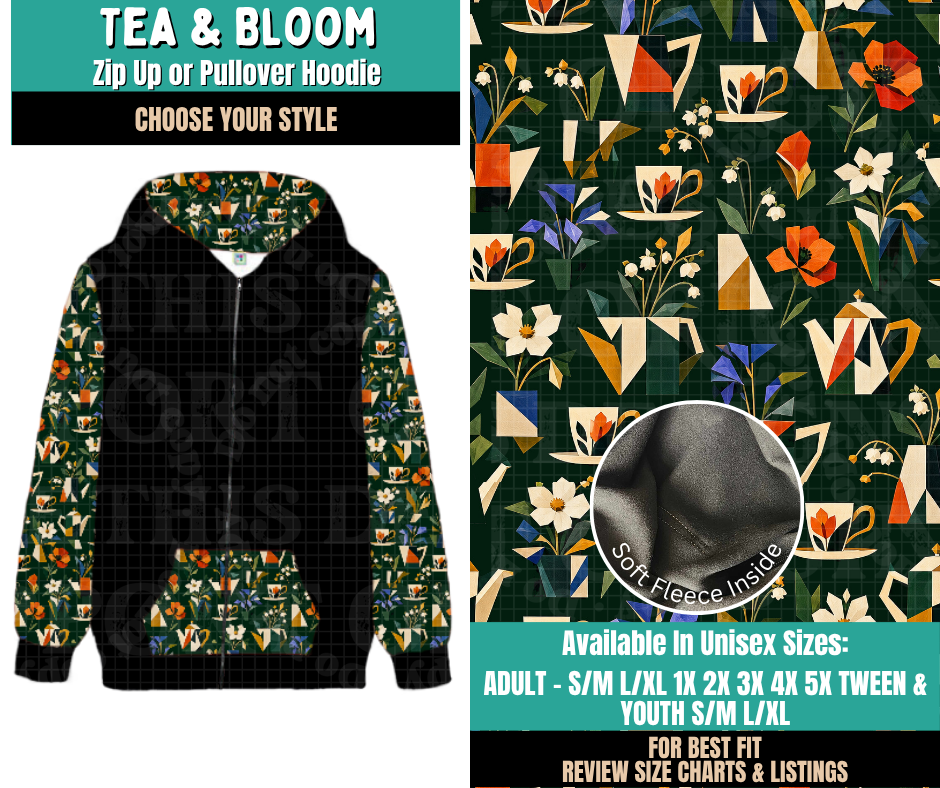 Preorder! Closes 11/12. ETA Feb. Tea & Bloom Zip-Up or Pullover Hoodie