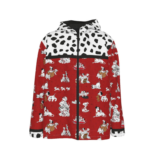 Dalmatians All-Over Print Men's Hooded Zipper Windproof Jacket