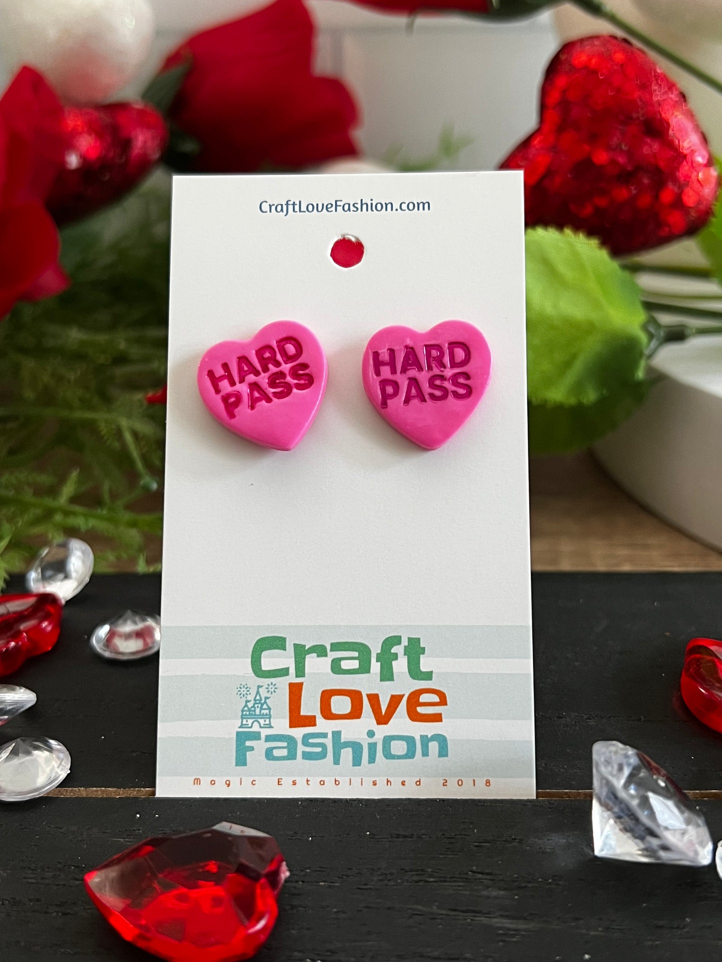 Hard Pass -Naughty Conversation Hearts- Valentine’s- Stud Earring