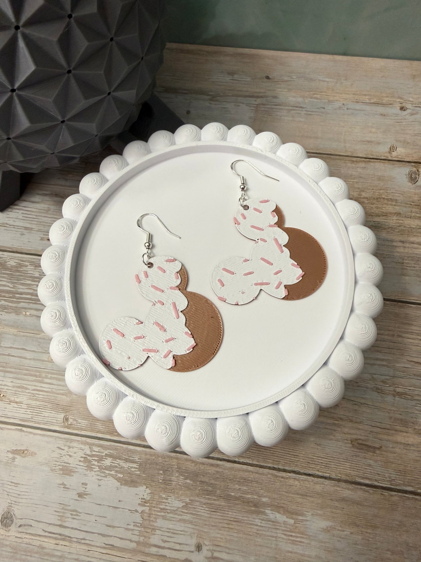 Mouse Ice Cream Cookie Vanilla- 3D Printed Earrings