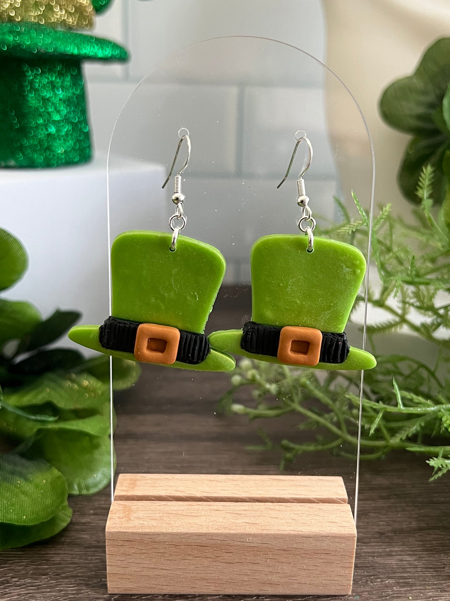 Green Top Hat- St. Patrick's- Hook Earring