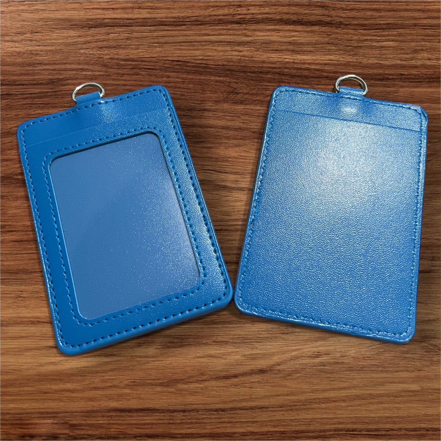 Blue- ID Holder for Silicone Keychain Beaded Wristlet