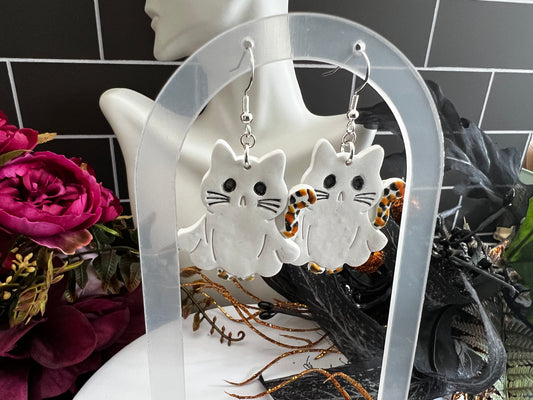 Ghost Cat- Spooky Hook Earring