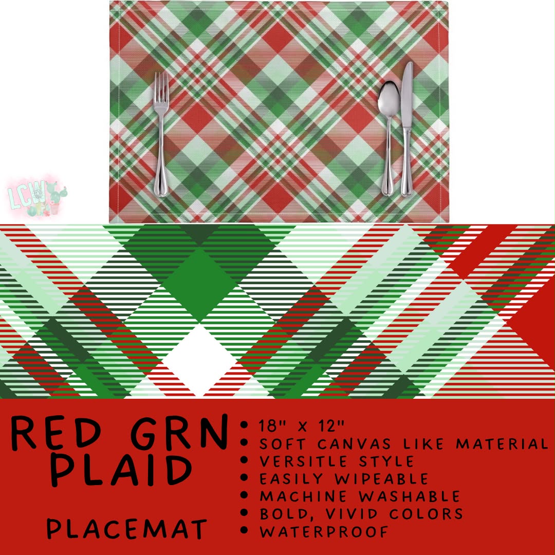 Batch #588 - Table Runners - Closes 9/21 - ETA early/mid Nov - Red Grn Plaid Placemat