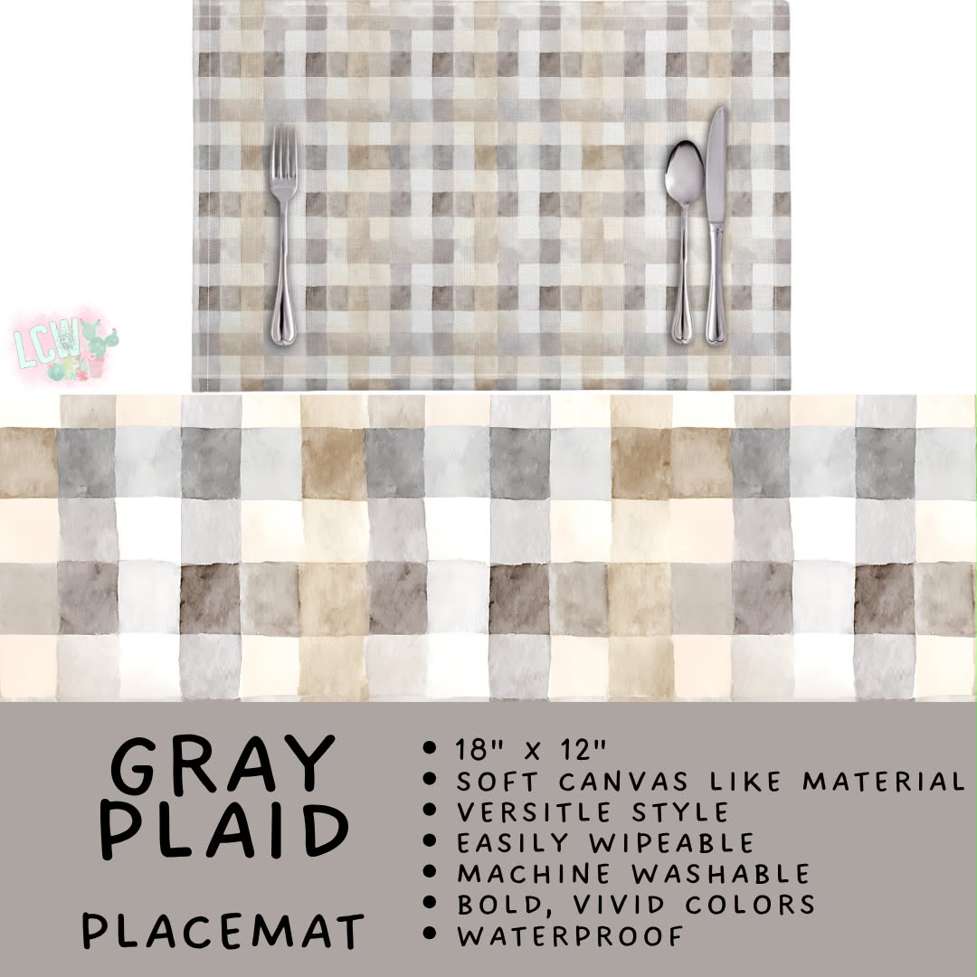 Batch #588 - Table Runners - Closes 9/21 - ETA early/mid Nov - Gray Plaid Placemat