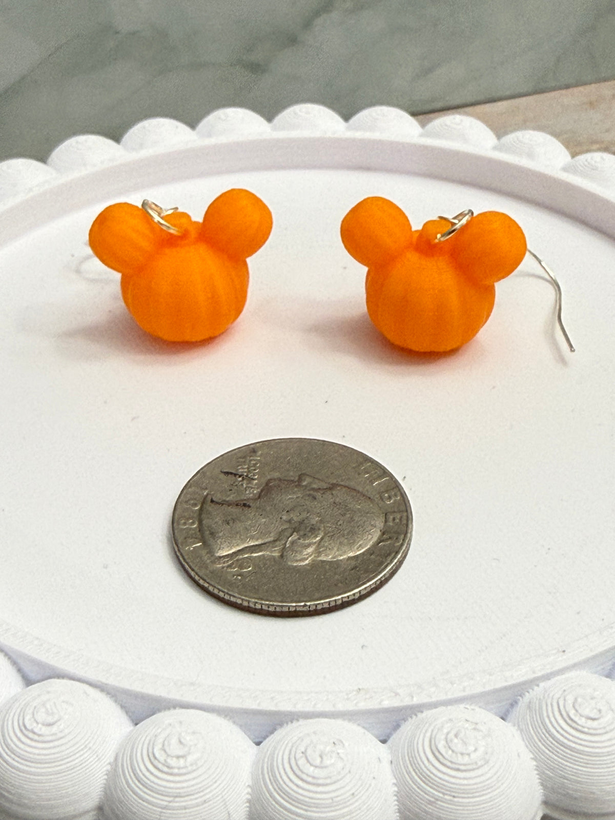 Mouse Pumpkin- 3D Printed Earrings - Halloween