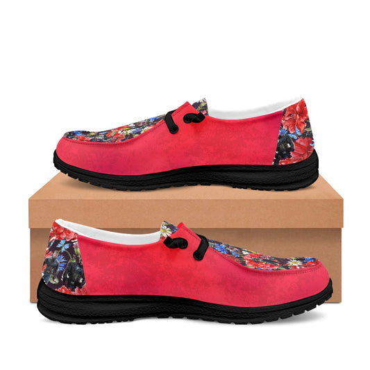 Floral Cap Lace Up Loafers