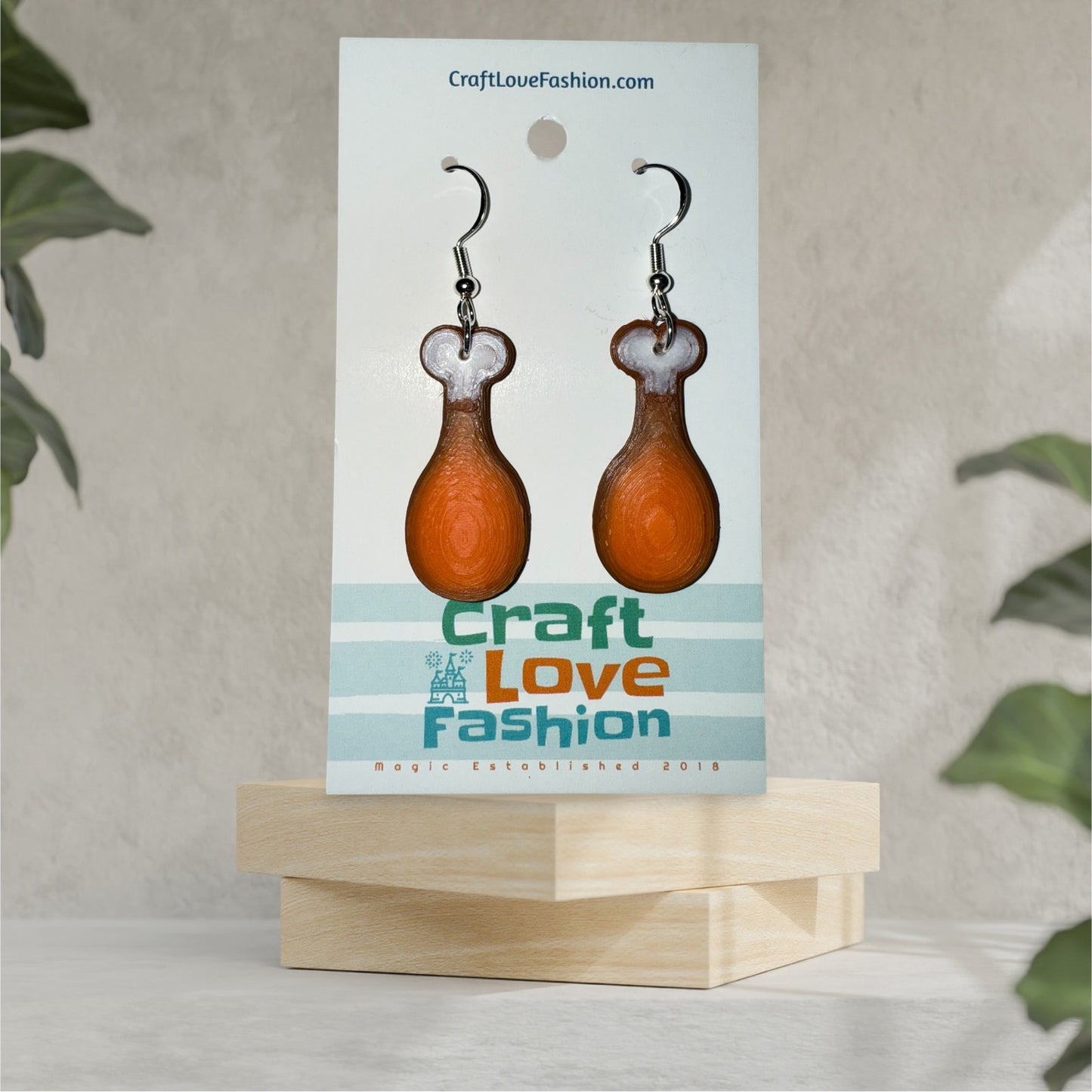 Turkey Leg- 3D Printed Earrings- Fall