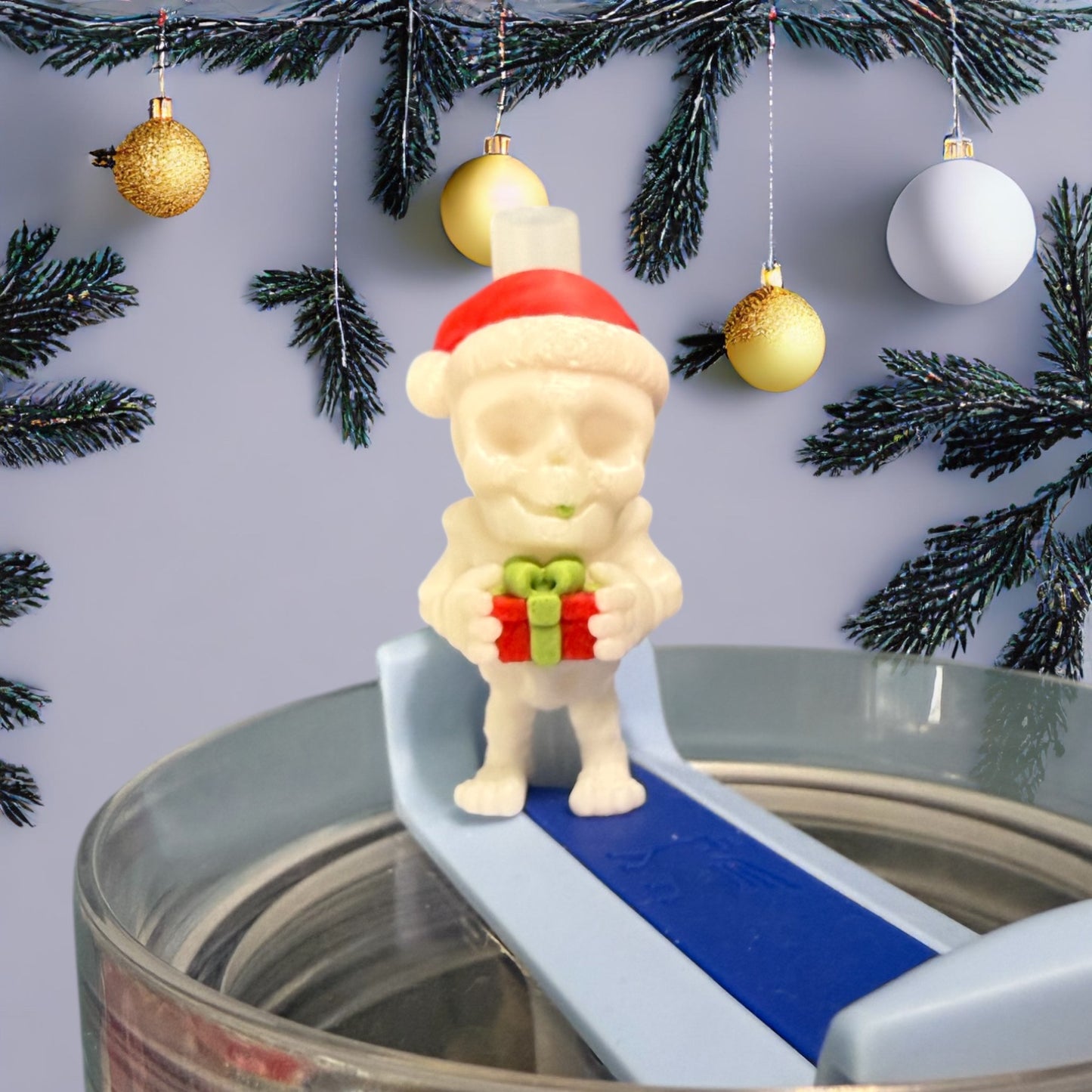 Christmas Skeleton- Straw Buddy- 3D Printed