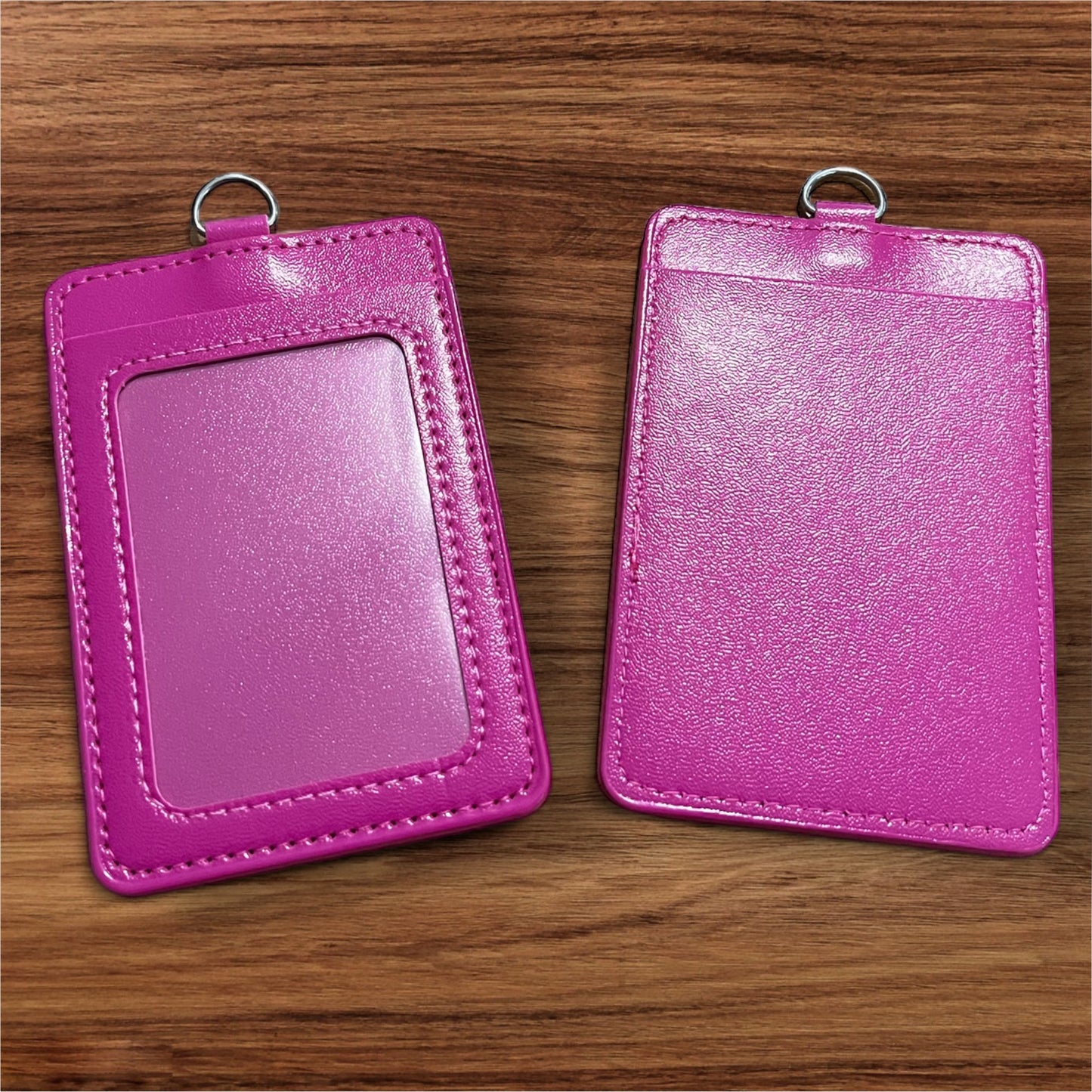 Pink- ID Holder for Silicone Keychain Beaded Wristlet