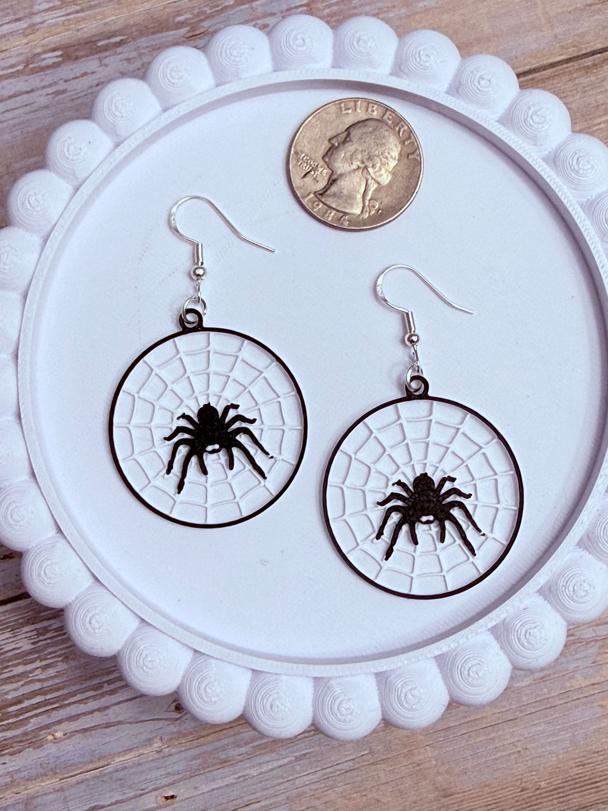 Dainty Spider Web- 3D Printed Earrings - Halloween