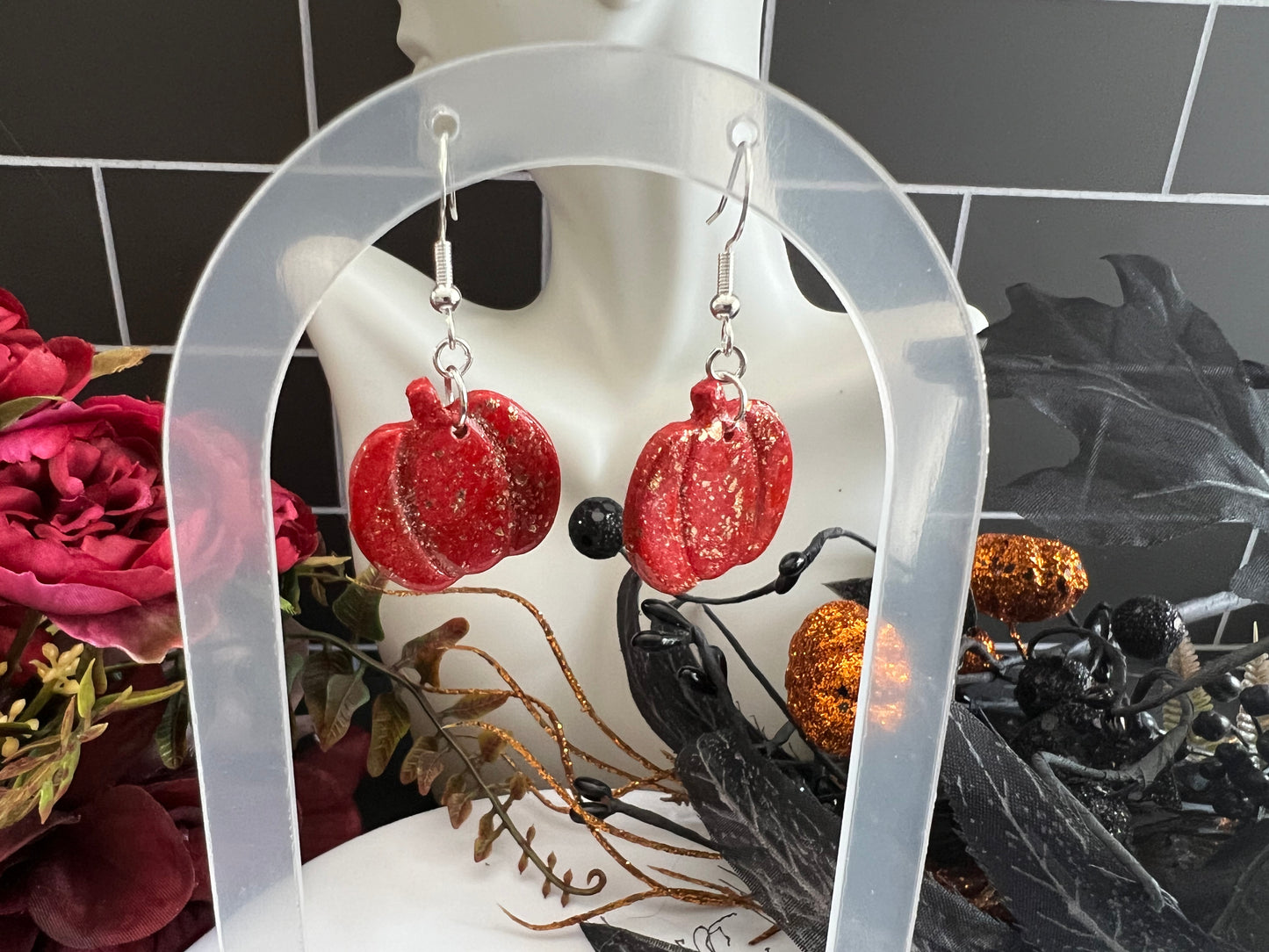 Speckled Pumpkins- Spooky Hook Earring