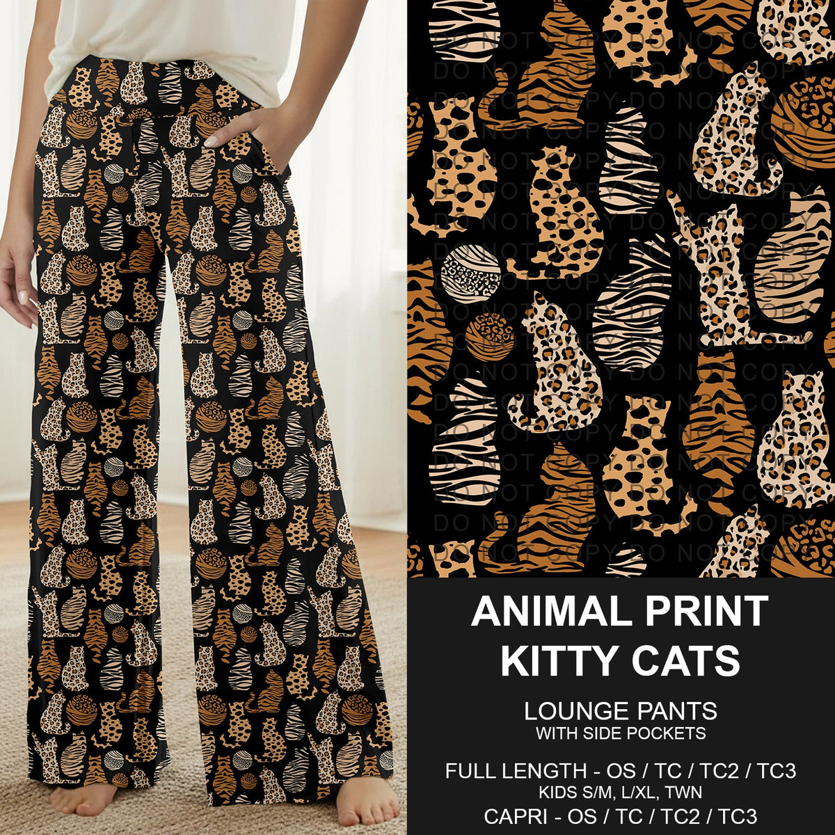 B316 - Preorder Animal Print Kitty Cats Lounge Pants (Closes 10/11. ETA: mid Dec.)