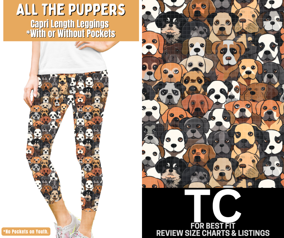 All The Puppers Capri Length Leggings w/ Pockets