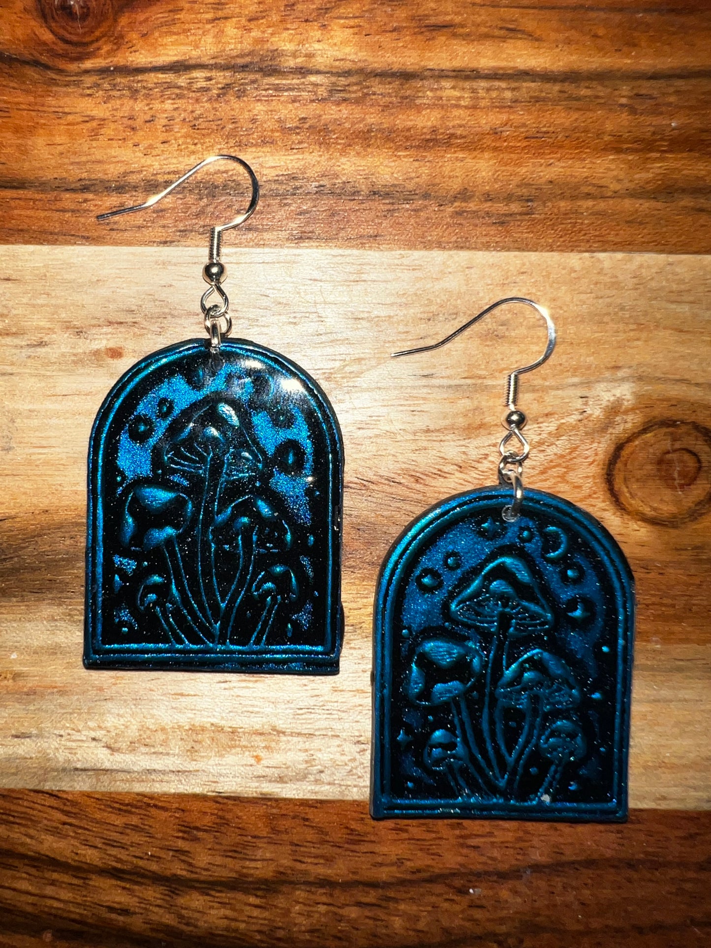 Midnight Mushroom- C- Hook Earring