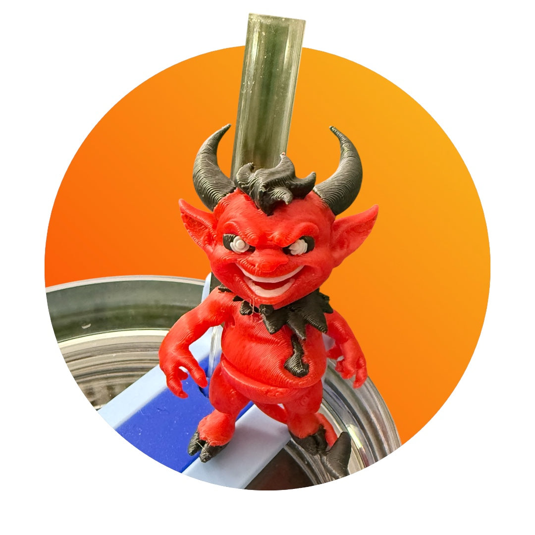 Little Devil- Straw Buddy- 3D Printed