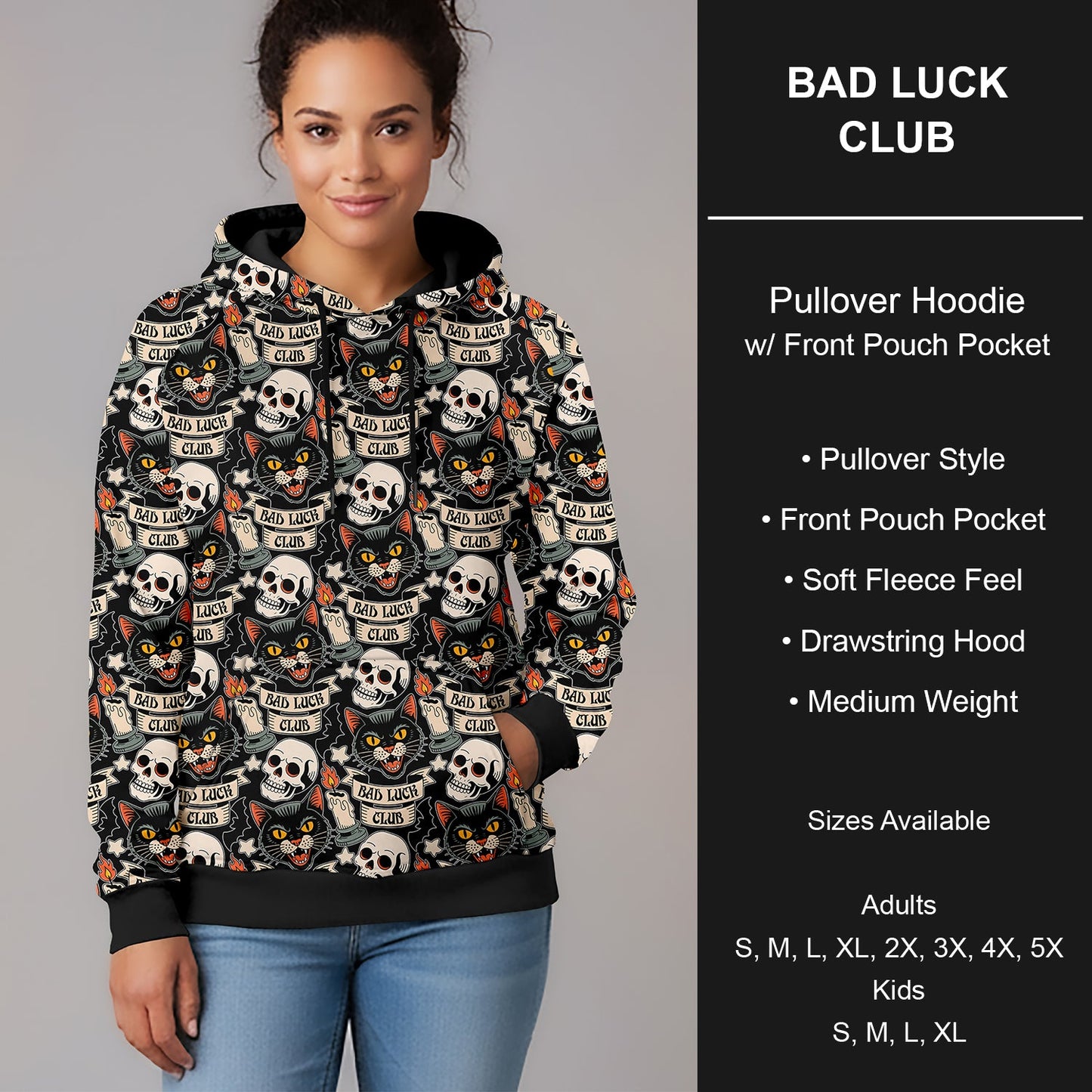 B295 - Preorder Bad Luck Club Pullover Hoodie (Closes 6/14. ETA late Aug.)