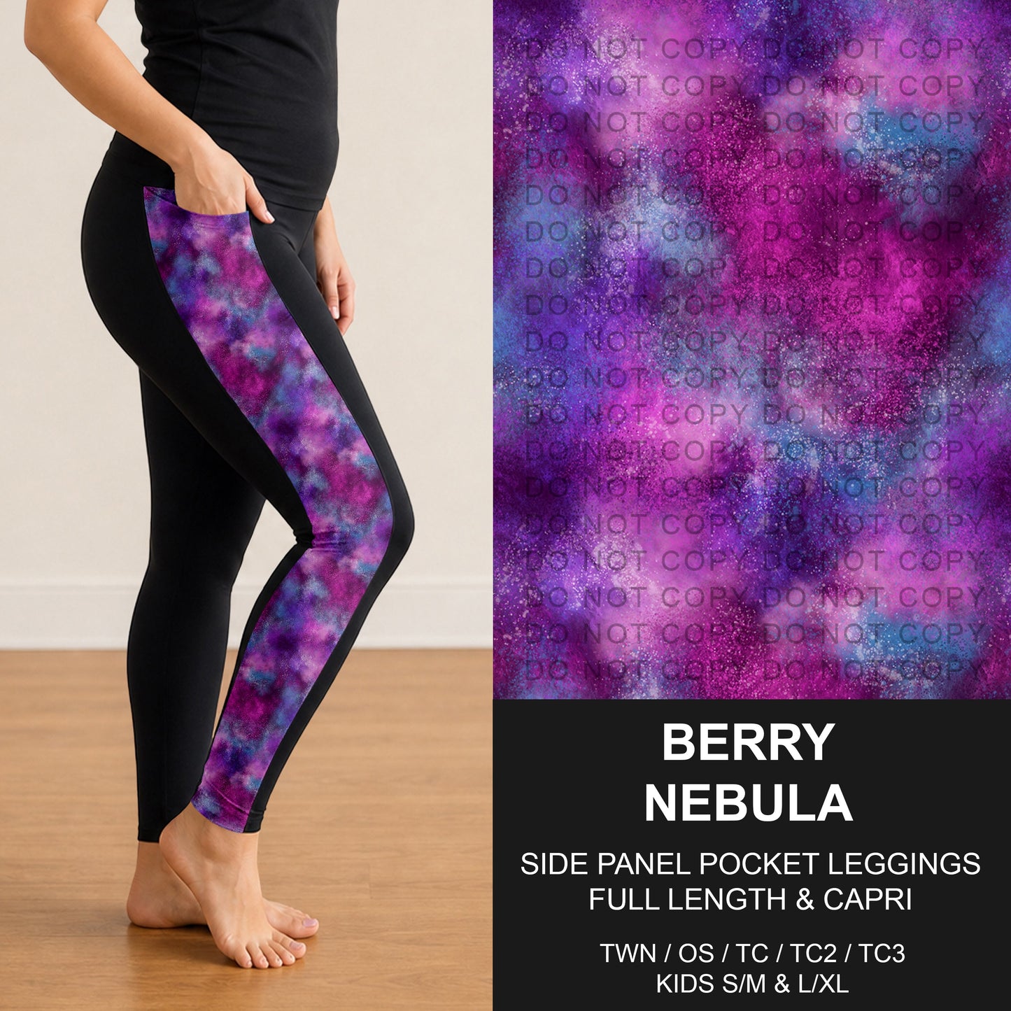 B300 - Preorder Berry Nebula Side Panel Pocket Leggings (Closes 7/15. ETA: mid Sept.)