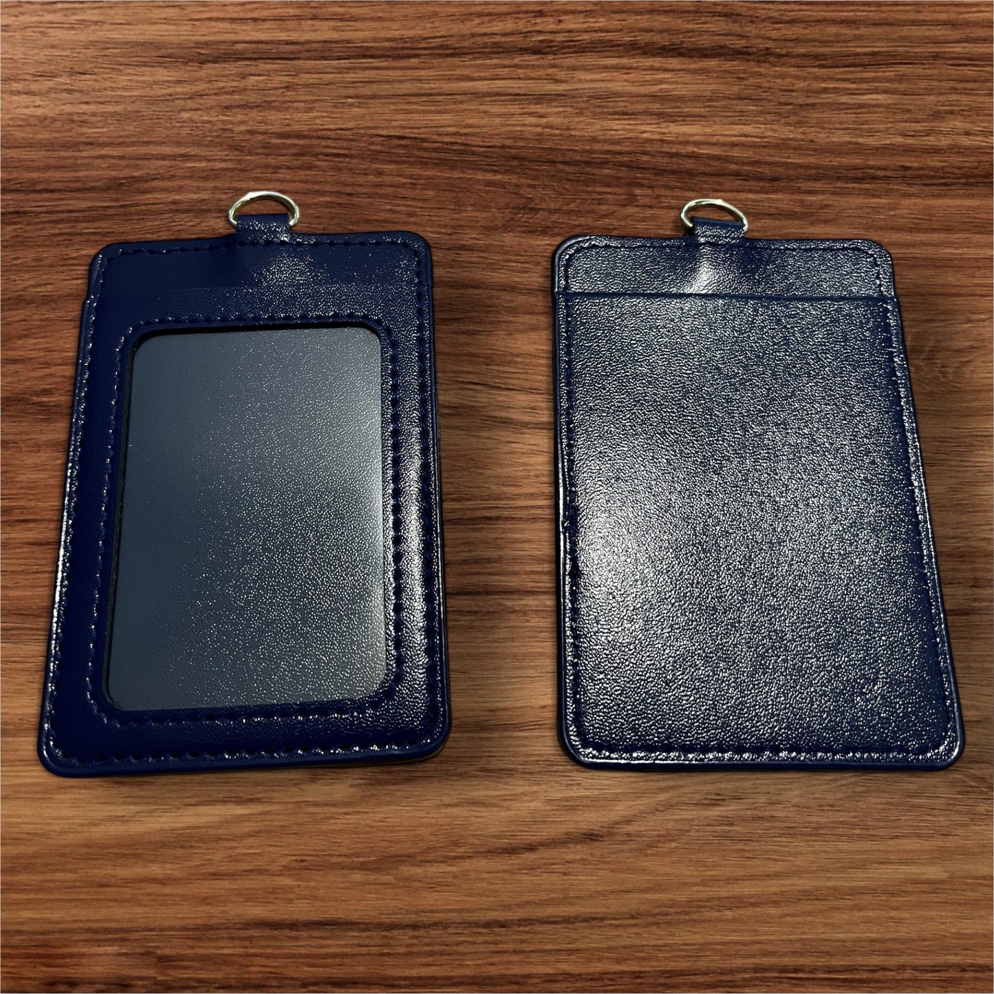 Navy- ID Holder for Silicone Keychain Beaded Wristlet