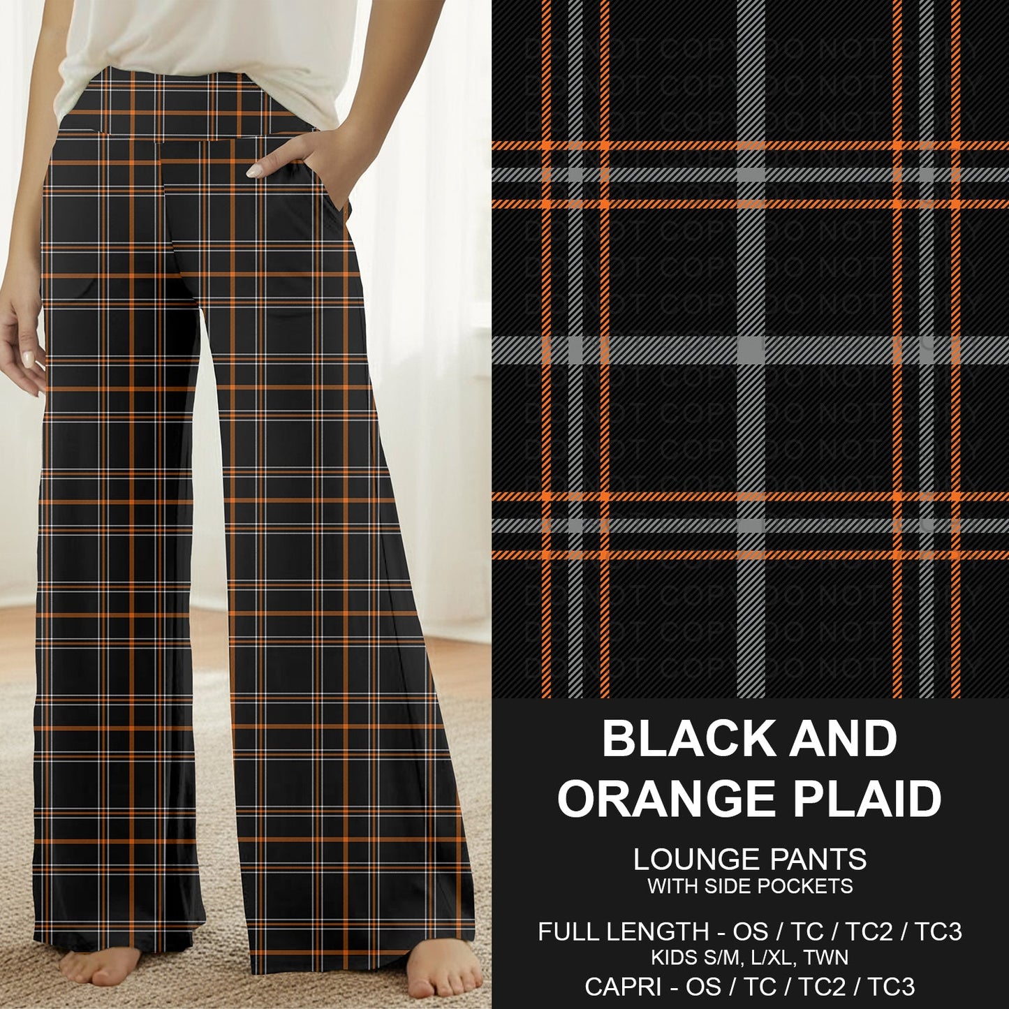B299 - Preorder Black and Orange Plaid Lounge Pants (Closes 7/12. ETA: mid Sept.)