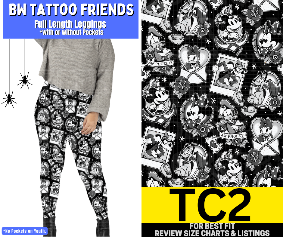 BW Tattoo Friends Full Length Leggings w/ Pockets