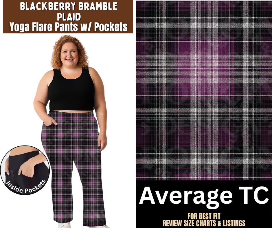 Blackberry Bramble Plaid Yoga Flare Pants