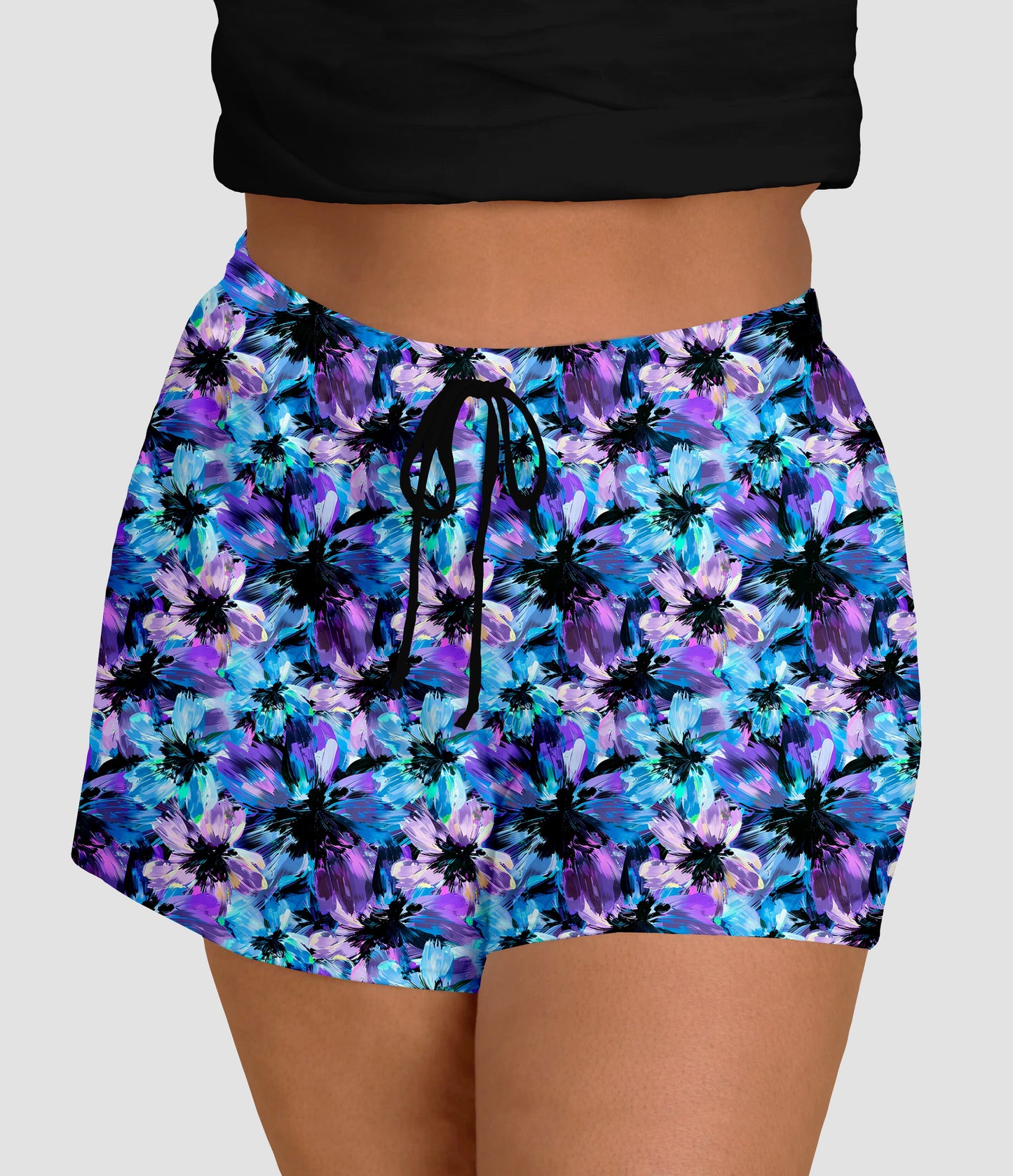 RTS - Blue Abstract Flowers Jogger Shorts