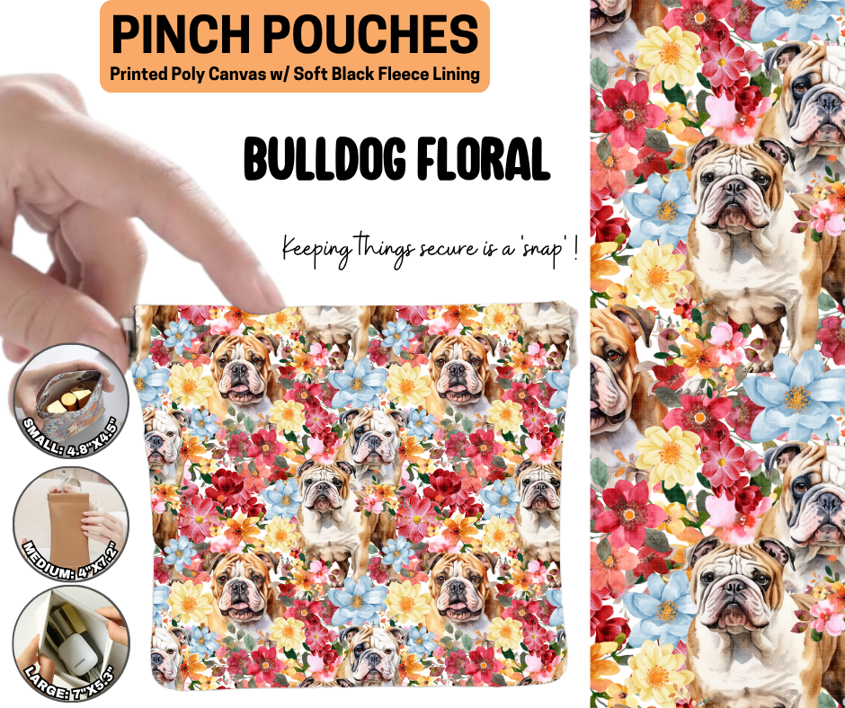 Bulldog Floral Pinch Pouches