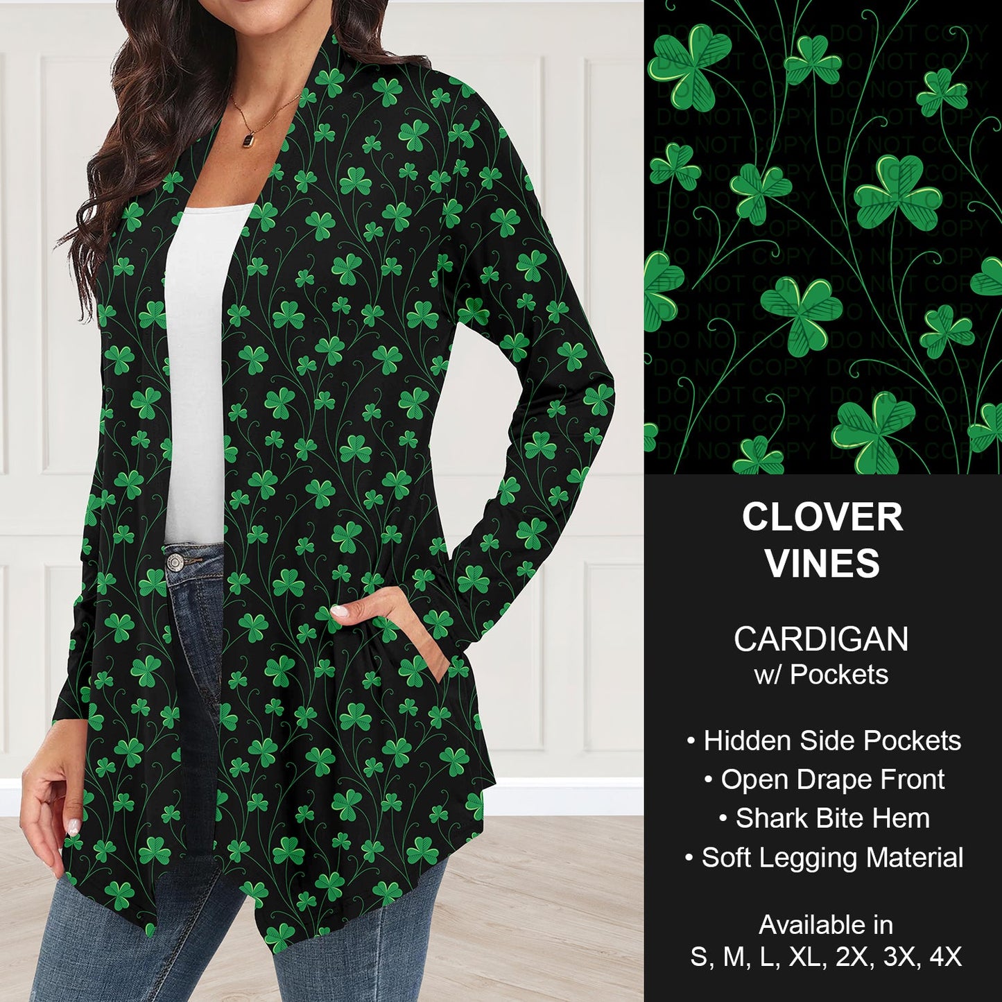 B268 - Preorder Clover Vines Cardigan w/ Pockets (Closes 12/28. ETA: mid Feb.)