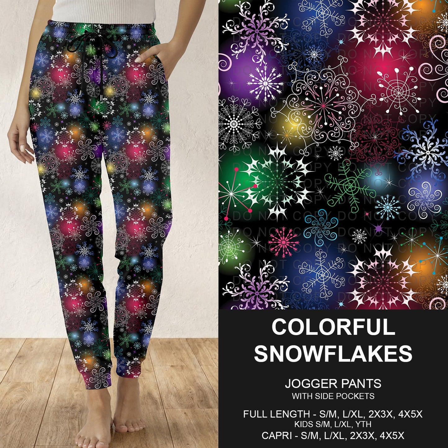 B311 - Preorder Colorful Snowflakes Joggers (Closes 9/06. ETA: mid Nov.)