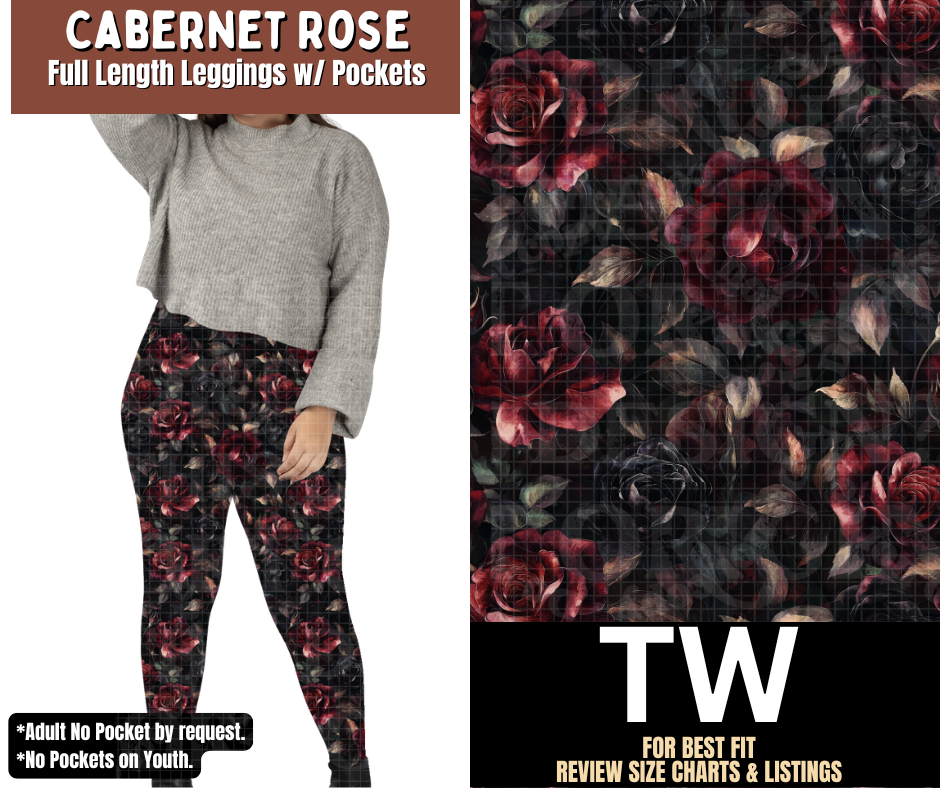 Cabernet Rose Full Length Leggings w/ Pockets