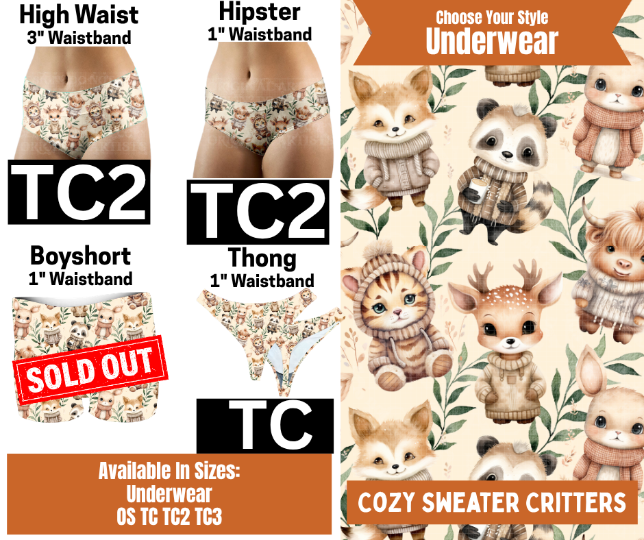 Cozy Sweater Critters Hipster, High Waist & Thong Underwear