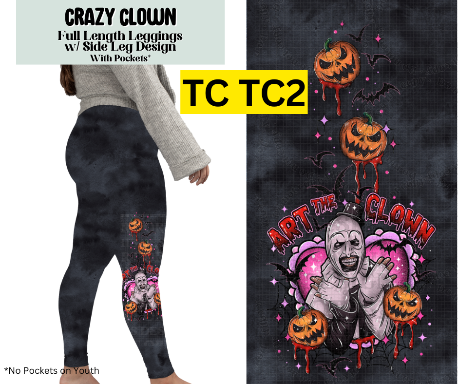 Crazy Clown Full Length Leggings w/ Side Leg Designs