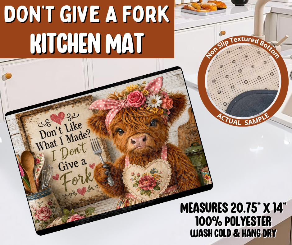 Preorder! Closes 10/19. ETA Jan. Don't Give A Fork Kitchen Mat