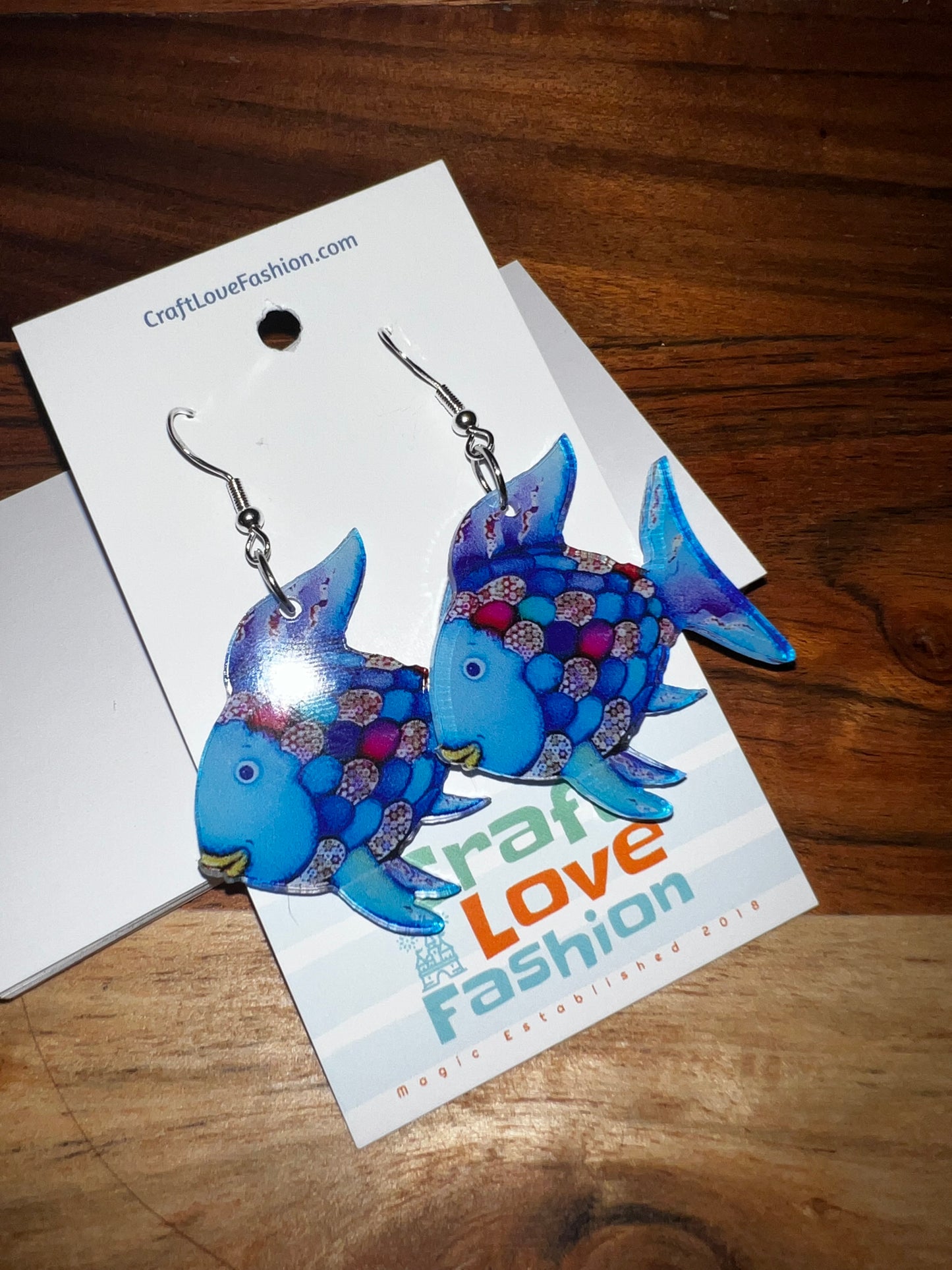 Sharing Fish- Acrylic Earrings- Read Across
