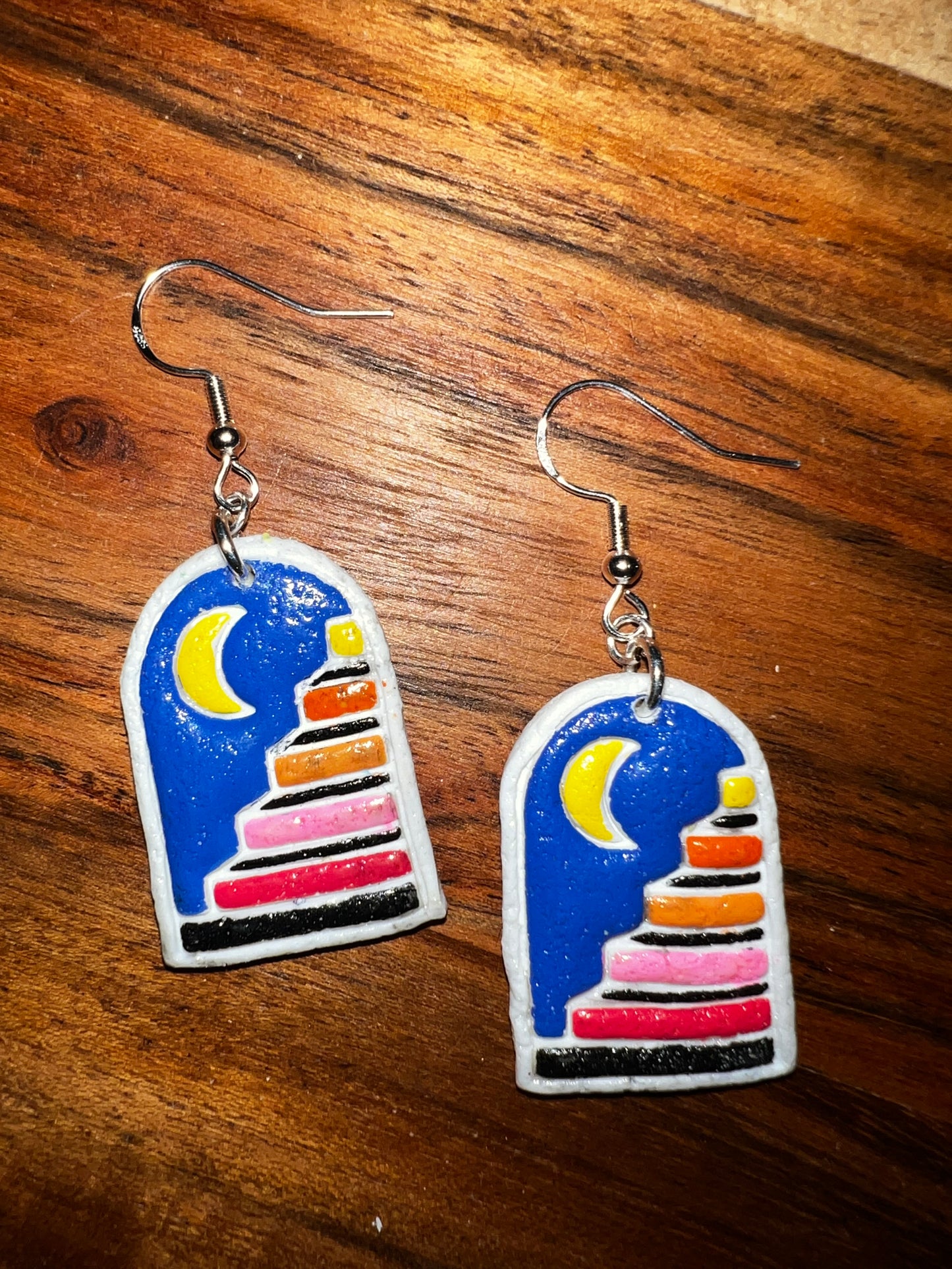 Night Staircase Arch Scene- Hook Earring