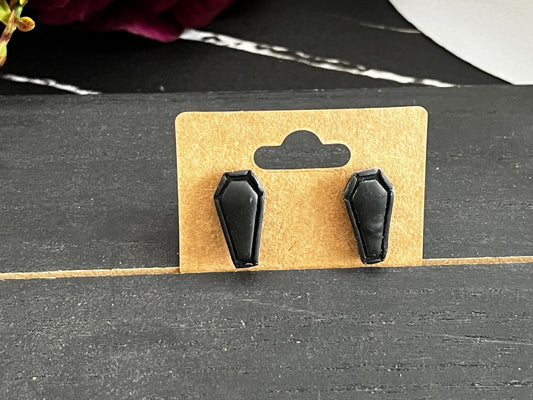 Black Coffin Spooky Stud Earrings