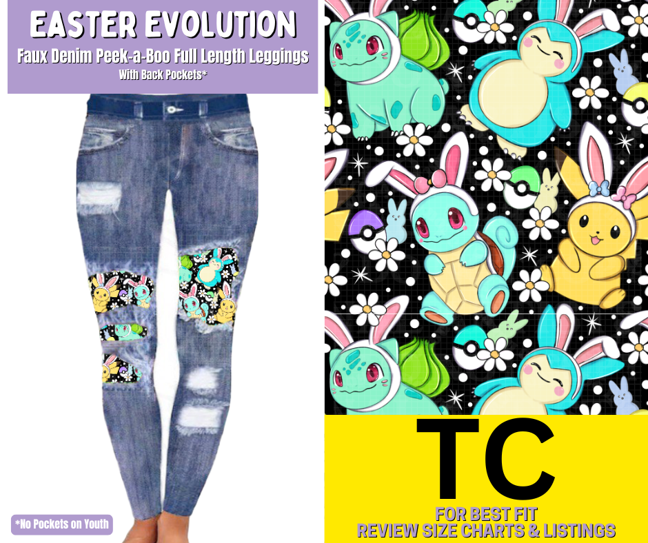 Easter Evolution Faux Denim Full Length Peekaboo Leggings