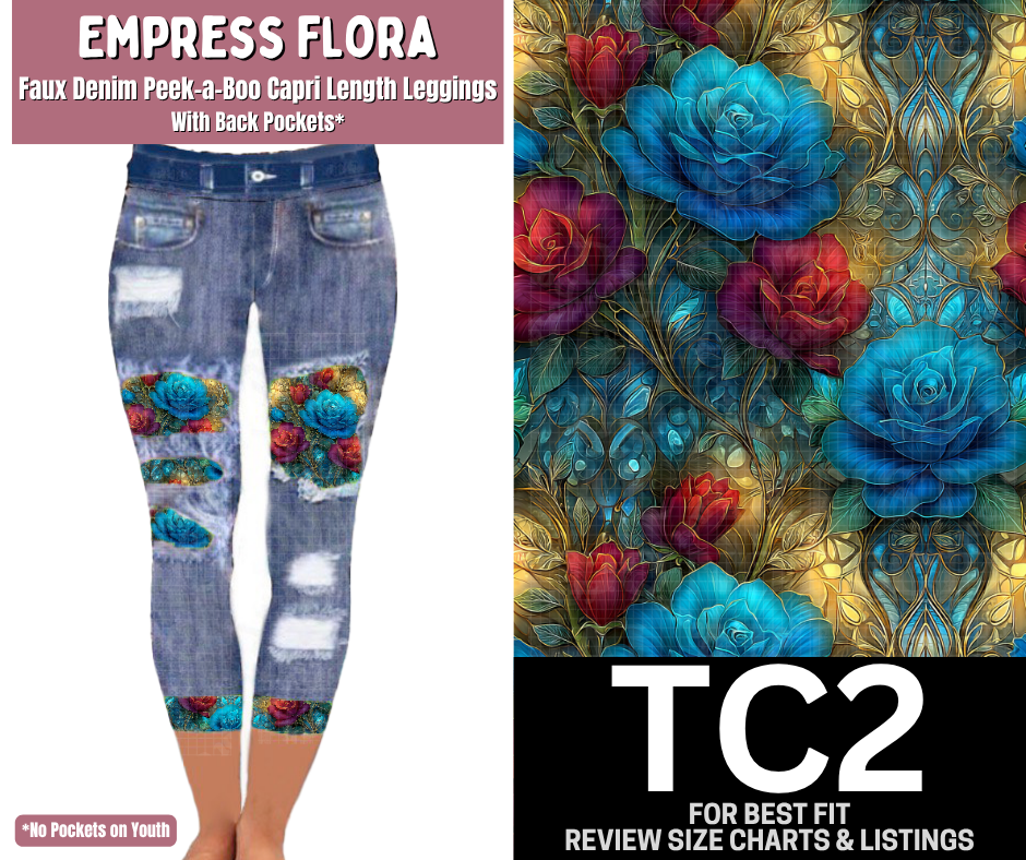 Empress Flora Capri Faux Denim Peekaboo