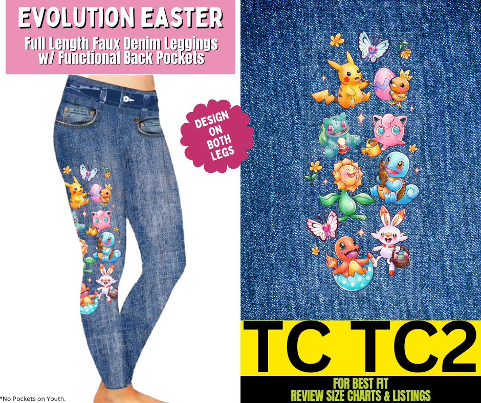 Evolution Easter Full Length Faux Denim w/ Side Leg Designs
