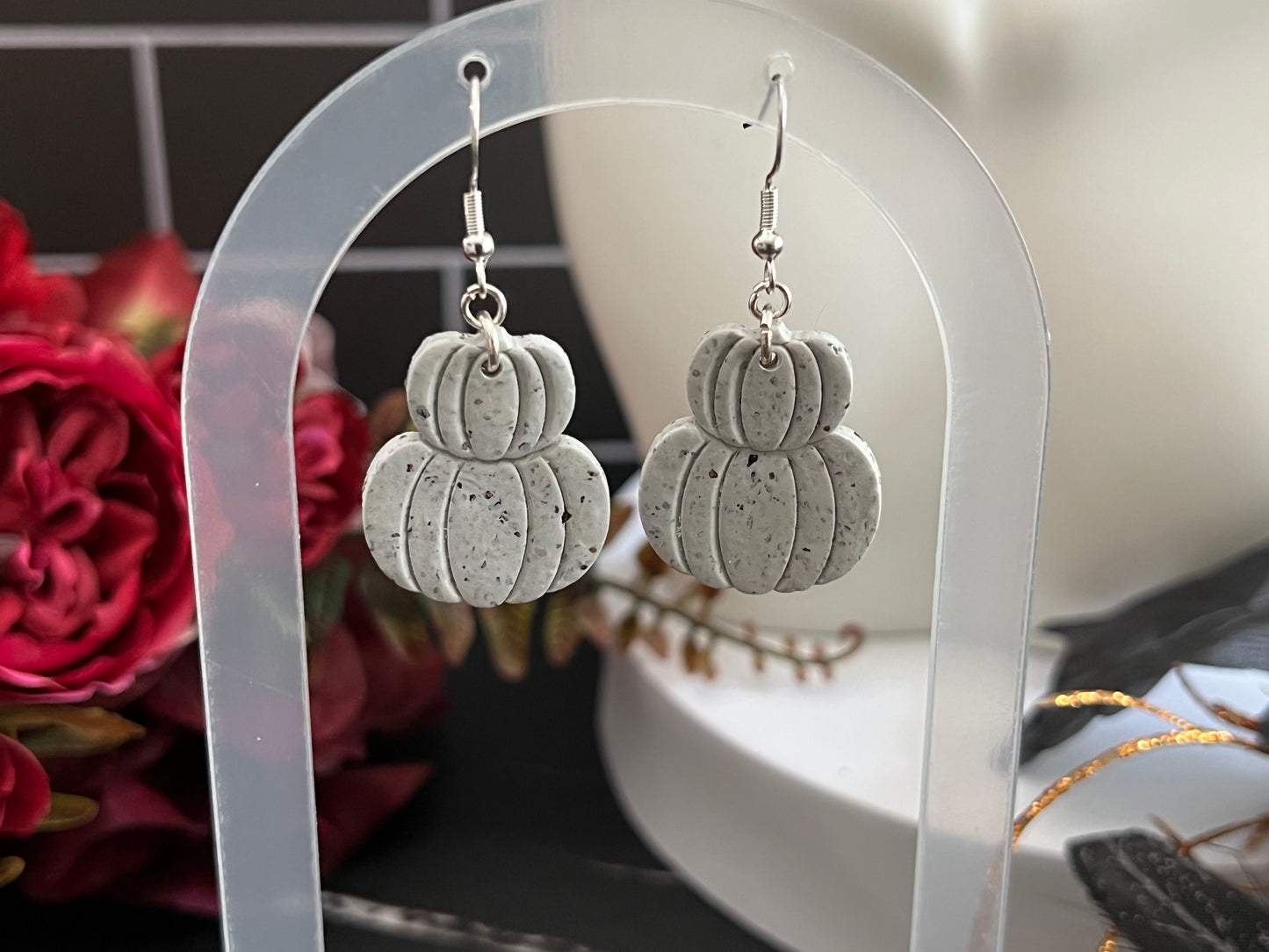 Stone Pumpkins Spooky Hook Earrings