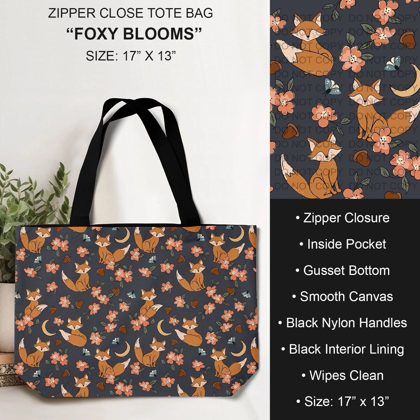 B232 - Preorder Foxy Blooms Tote Bag (Closes 6/04. ETA: late July)