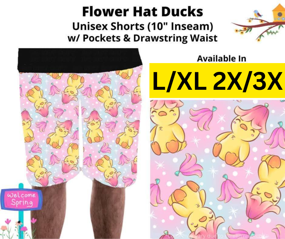 Flower Hat Ducks Unisex Shorts