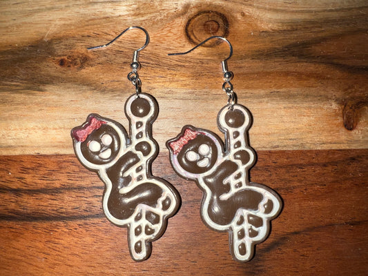 Naughty Dancer Gingerbread Girl- Merry Collection- Hook Earring