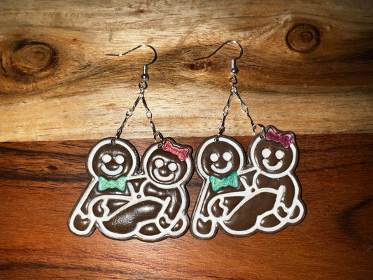 Naughty  Gingerbread Couple- Merry Collection- Hook Earring