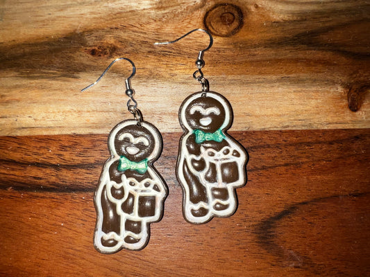 Naughty Gift Giver Gingerbread Man- Merry Collection- Hook Earring