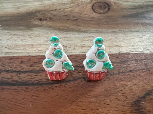 Christmas Alien Cupcake- Merry Collection- Stud Earring